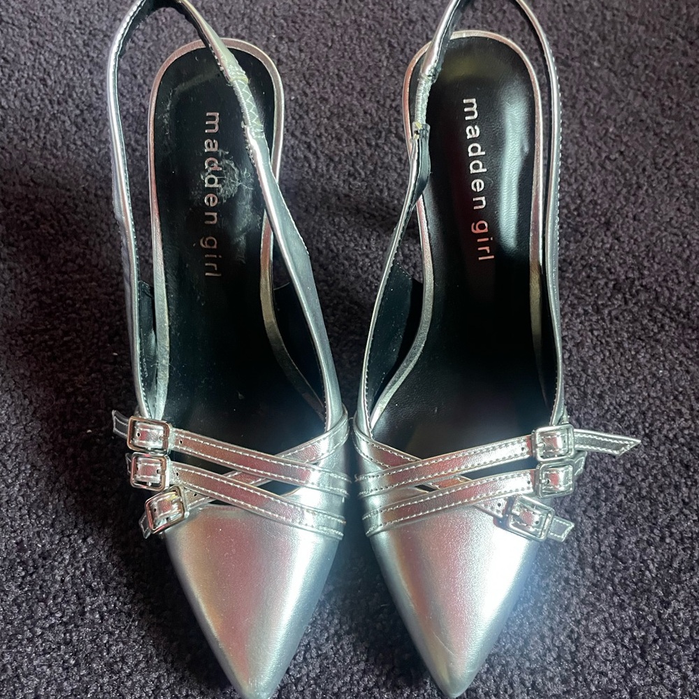Madden Girl Metallic Silver Heels